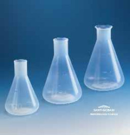 Fiole erlenmeyer graduée, en PFA 300ml, dia. 23mm, H 130mm