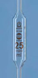 Pipette jaugée verre AR classe AS graduations ambrées Volume 3* ml Tolérance 0,01 ± ml Hauteur totale 350 mm