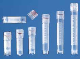 Tube cryogénique en PP Volume 2,0 ml Grad. 1,80 ml Description fond rond Filetage externe Hauteur 47 mm