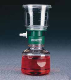 Unité de filtration à usage unique membrane en nitrate de cellulose NALGENE ® Capacité 500 ml Porosité 0,45 µm Ø membrane 75 mm Grille vert