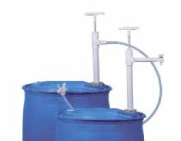 Pompe vide-fûts PTFE avec tuyau de refoulement coudé