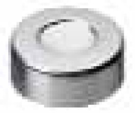 Crimp closures, Aluminium, ready assembled Bouchons couleur argent, trou central Septa Silicone blanc / PTFE beige Shore 40° shore A Epaisseur 3,00 mm