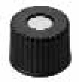 Bouchon à vis N 8 - LLG, en PP, préassemblé Bouchons noir, trou central Septa Silicone blanc / PTFE rouge Shore 40° shore A Epaisseur 1,30 mm