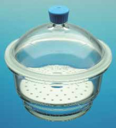 Dessiccateur avec couvercle à bouton plastique et plaque en porcelaine DN 150 Ø ext. 210,0 mm Ø bas 140 mm