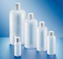 Bouteille en polyéthylène à col étroit Capacité 250 ml Ø 56 mm Ø col 17,0 mm Filetage  Ø extérieur 22 mm Hauteur 135,5 mm
