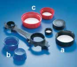 Flacons pissette, en PE-LD Type a* Couleur noir Pour flacons 50 ml Filetage  Ø extérieur 28 mm