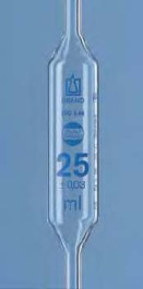 Pipette jaugée en verre classe AS Blaubrand Volume 50 ml Hauteur totale 540 ± 10 mm Tolérance 0,050 ± ml