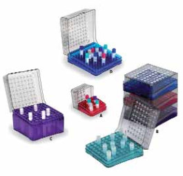Cryoboite de stockage Arctic Square ® , PC Couleur violet Pour tubes jusqu'à 5 ml Emplace-ments 9 x 9 Unité Dimensions(l x p x h) 133 x 133 x 96 mm Fig. C