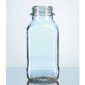 Flacon carré en verre sodocalcique col à vis large Capacité 1000 ml Ø 97 mm Hauteur 213 mm Filetage 54 GL Couleur brun