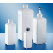 Flacon rectangulaire à col étroit, PE-HD ou PVC, bouchon à vis en PP 250 ml