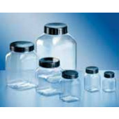 Flacon carré à col large en PET Capacité 200 ml Filetage  Ø extérieur 50 mm Hauteur 88,0 mm