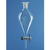 Ampoule à décanter en verre forme poire clé PTFE Capacité 100 ml RodageFemelle 19/26 RN Perforation 2,5 mm Grad. 5 ml