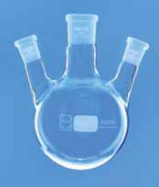 Ballon tricol rodé, tubulures inclinées, en verre DURAN®
