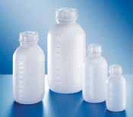 Flacon bouché à col de taille moyenne Capacité 250 ml Filetage  Ø extérieur 28 mm Hauteur 129,5 mm