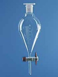 Ampoule à décanter en verre forme poire clé PTFE Capacité 500 ml RodageFemelle 29/32 RN Perforation 4,0 mm Grad. sans ml