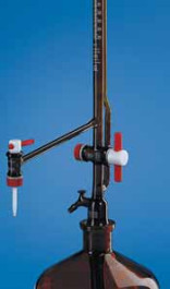 Burette à zéro automatique de Pellet en verre brun Capacité 25* ml Grad. 0,1 ml Tolérance 0,08 ± ml Clés PTFE