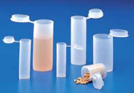 Flacon en polyéthylène avec bouchon attaché Capacité 5 ml Ø 15,0 mm Hauteur 49,0 mm