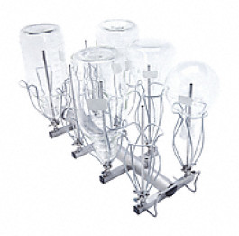 Module pour verrerie à col étranglée, erlenmeyers, éprouvettes etc. 2 x 4 équipé de 8 injecteurs E 352 (6 x 220 mm) et 8 supports-tulipes E 354