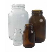 Flacon à col à vis, sans bouchon, en verre sodocalcique brun/transparent