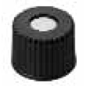 Bouchon à vis N 8 - LLG, en PP, préassemblé Bouchons noir, trou central Septa Silicone blanc / PTFE rouge Shore 40° shore A Epaisseur 1,30 mm