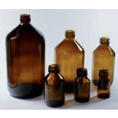 Bouteille à col étroit, en verre sodocalcique brun