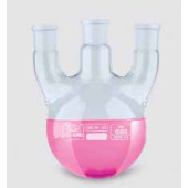 Ballon à fond rond tricol rodés, tubulures parallèles, en verre borosilicaté 3.3