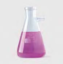 Fiole erlenmeyer à filtrer en verre  avec revêtement de protection Capacité 100 ml Description Fiole avec bras latéral en PP