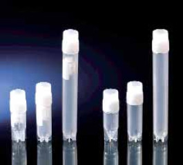 Cryotubes avec filetage externe PP/PE Volume 1,8 ml Hauteur 48 mm Ø ext. 12,5 mm Description Rond, pied étoilé