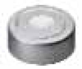  Pressure release caps, Aluminium Bouchons couleur argent, trou central Septa Silicone beige / PTFE gris Shore 40° shore A Epaisseur 3,00 mm
