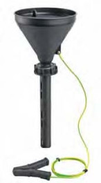 Entonnoir de sécurité avec clapet à bille, électroconducteur en PE-HD, noir