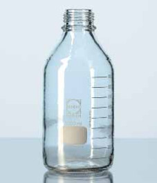 Flacon à col à vis, avec gainage de protection, en verre DURAN®