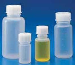 Flacon à col large avec bouchon, en PP Capacité 1000 ml Grad. 100 ml Ø ext. 95 mm Hauteur 206 mm Ø Ouvertureintérieure 55,0 mm DIN 63