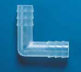 Raccord cannelé coudé à 90° en polypropylène Pour tuyau Ø intérieur de 12 - 13 mm Longueur 42 mm
