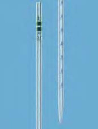 Pipette graduée BLAUBRAND® classe A certifiée conforme, graduations bleues Volume 0,1 ml Graduations 0,001 ml Hauteur totale 360 ± 10 mm Tolérance 0,001 ± ml