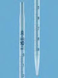 Pipette graduée en polypropylène, graduations bleues