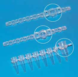 Barrettes de 8/12 tubes PCR, en PP, avec couvercle séparé, autoclavables