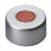 Capsule à sertir N 11, en aluminium avec septum préassemblé, Caoutchouc naturel rouge-orange /TEF incolore