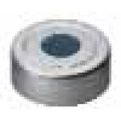 Pressure release caps, Aluminium Bouchons couleur argent, trou central Septa Butyl rouge / PTFE gris Shore 50° shore A Epaisseur 3,00 mm