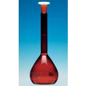 Fiole jaugée, en verre brun DURAN®, classe A, avec bouchon PE
